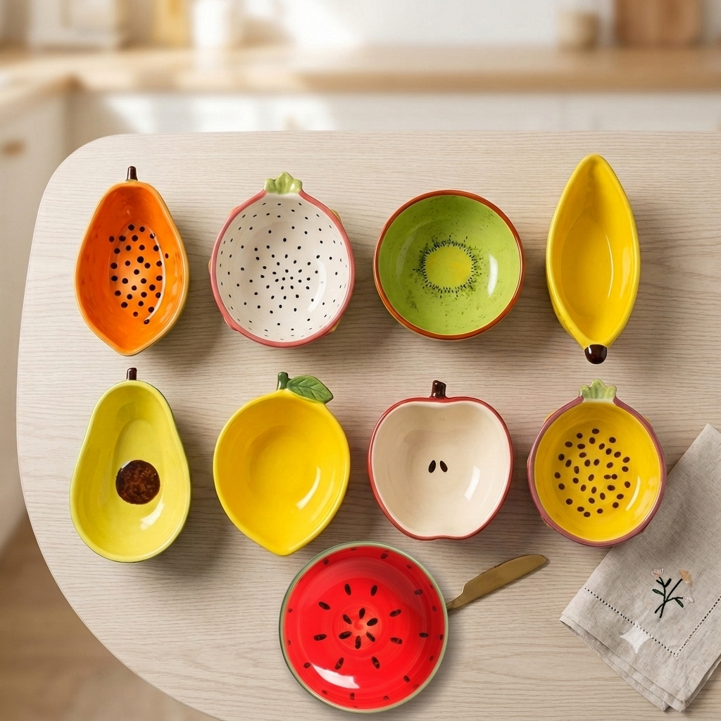 Kit Fruttíssima com 8 bowls em formato de frutas, todos juntos